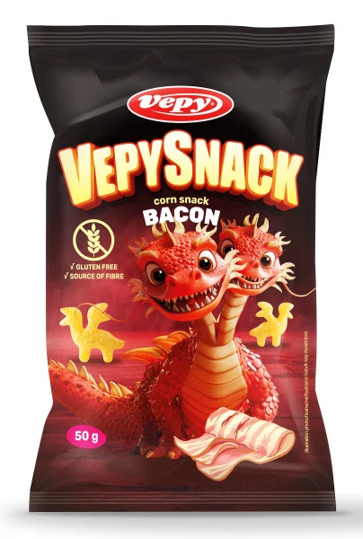 vepysnack kukuřičný snack s příchutí slaniny, bez lepku, 50g vepysnack kukuřičný snack s příchutí slaniny, bez lepku, 50g