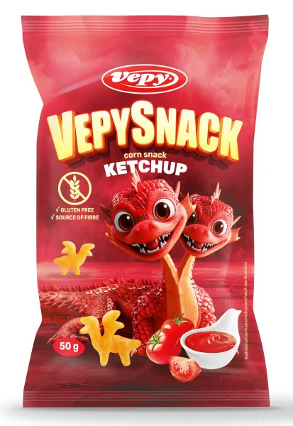 vepysnack kukuřičný snack s příchutí kečupu, bez lepku, 50g vepysnack kukuřičný snack s příchutí kečupu, bez lepku, 50g